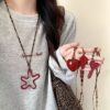 Wholesale Red hollow flower heart-shaped necklace