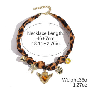N2511-15 leopard print silk scarf multi-pendant