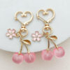 Wholesale Resin Pink Cherry Keychain Pendant