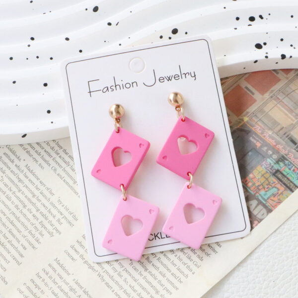 Wholesale Valentine's Day Red Playing Card Gradient Acrylic Earrings