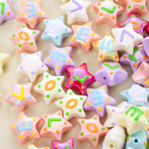Wholesale 10pcs Acrylic Oil-Drip Solid Color Letter Star Beads