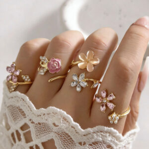 O1CN01LTyUiF1RNOSGmSy1q_2219658172099-0-cib Wholesale Pink flower opening adjustable folding ring