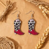 Wholesale Leopard Print Red Earrings Exaggerated Personality Earrings