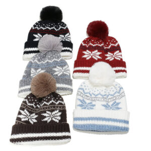 Wholesale Winter Thickeneded Warm Christmas Snowflake Hat
