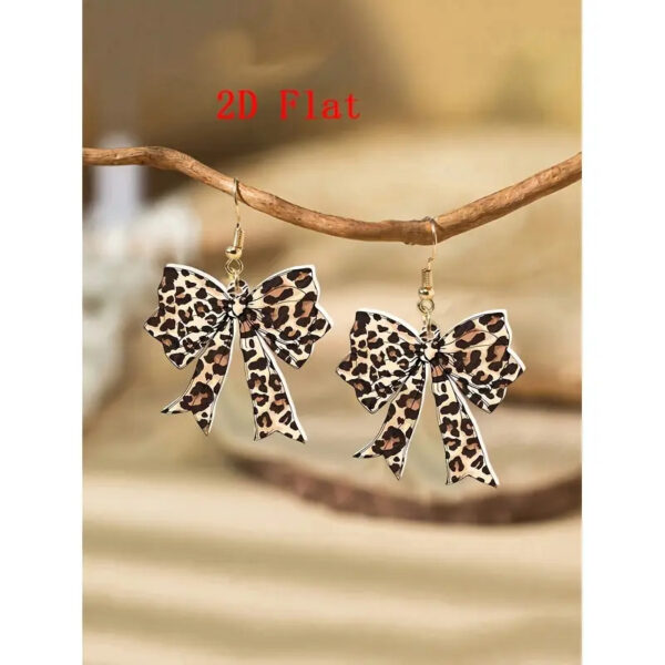 Wholesale Creative leopard print bow acrylic earrings