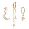 Wholesale Three piece set of asymmetrical earrings for stars and moon