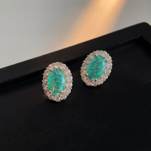 Oval Retro Green Ice Flower Zirconium