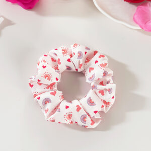Rainbow heart - large bow hair tie, small size 8cm