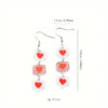 Wholesale Red Heart Print Pendant Earrings Valentine's Day Gift for Women