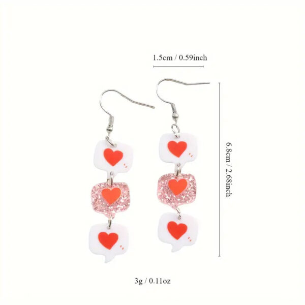 Wholesale Red Heart Print Pendant Earrings Valentine's Day Gift for Women