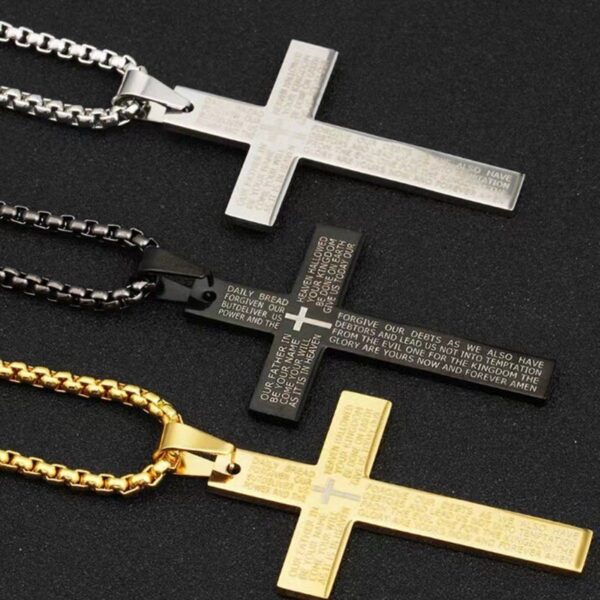O1CN01LamsTn1hW7qyv3iQU_2221274484284-0-cib Wholesale Cross Scripture Titanium Steel Cross Necklace
