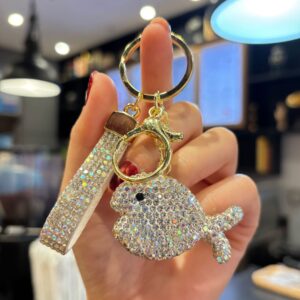 Multicolored, diamond-encrusted fish (white) / 3*5