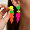 Wholesale Geometric fluorescent lightning bolt round irregular acrylic earrings