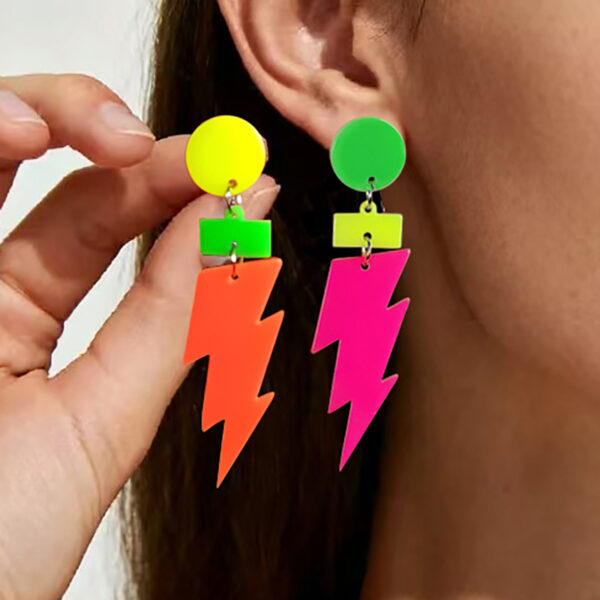 Wholesale Geometric fluorescent lightning bolt round irregular acrylic earrings