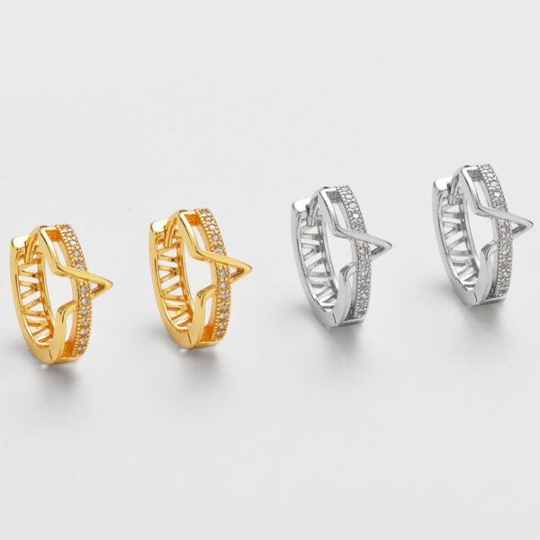 Wholesale Zircon V-shaped earrings with openwork design for women