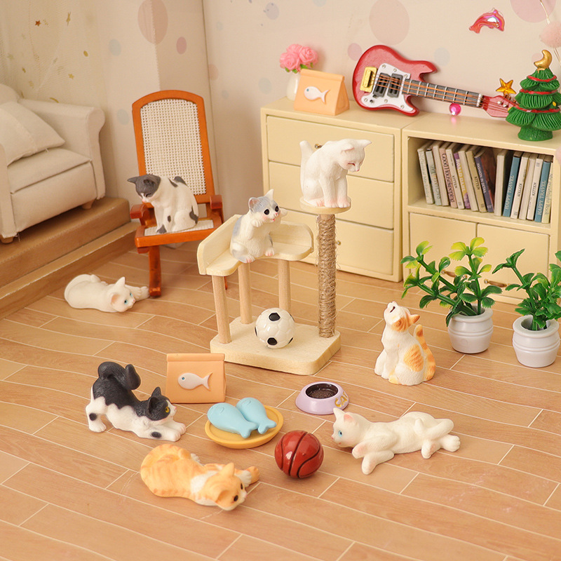 Wholesale Miniature cat climbing frame simulation cat toy model Doll Aessories