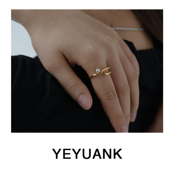 Wholesale Water Ripple Highlight Pearl Open Ring