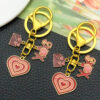 Wholesale Valentine's Day Oil Dripping Red Sprinkled Gold Keychain