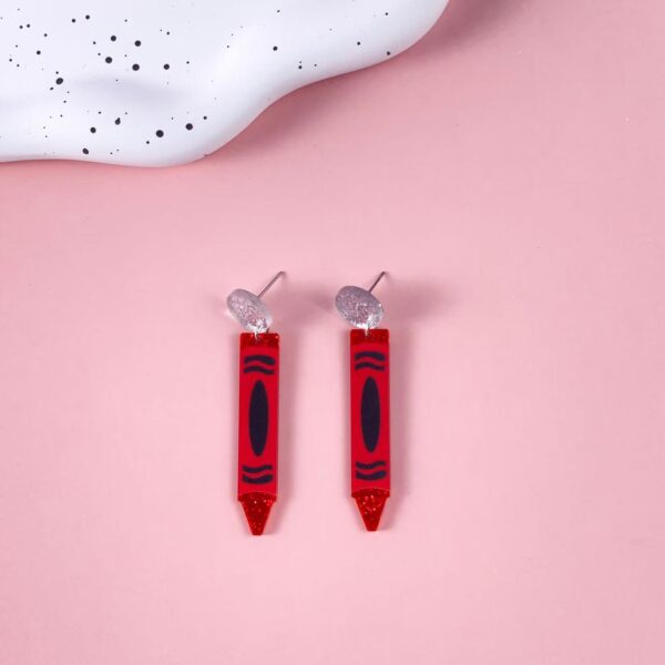 Wholesale Pencil patterned acrylic earrings for school start season