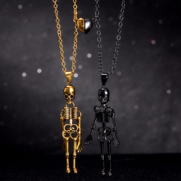 Wholesale Valentine's Day Love Skeleton Ghost Magnet Hand in Hand Necklace
