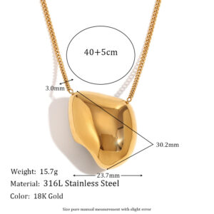 Irregular Meteorite Shape Metal Pendant Necklace-Gold