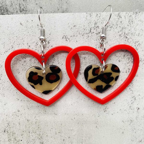 Wholesale Valentine's Day Leopard Pattern Love Earrings