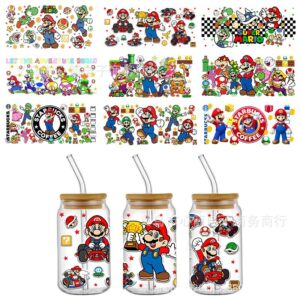 Wholesale Super Mario Mario Cartoon Uv Dtf Transparent Crystal Sticker Mario Anti-Scratch Hot Selling Cross-Border