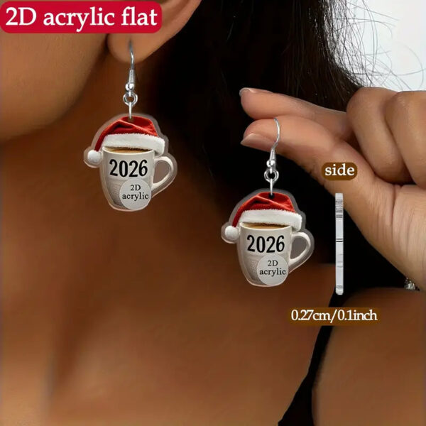 Wholesale 2026 Christmas Hat Mug Earrings