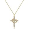 Wholesale Full Diamond Rotating Crown Cross Pendant Necklace