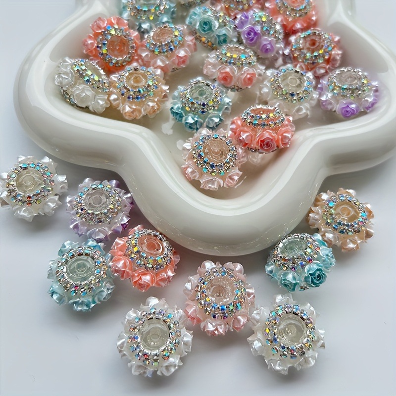 Wholesale Pearlescent Camellia Rose with Diamond Beads