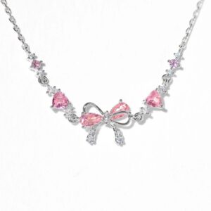 Silver bow-necklace