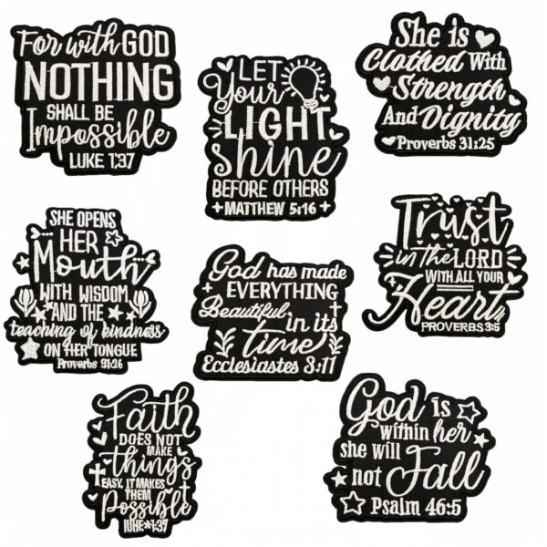 Wholesale English short sentence cartoon black and white embroidery DIY Patches