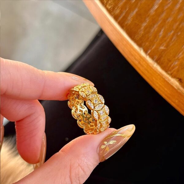 Wholesale Five Emperors Money Sand Gold Sparkling Diamond Wealth Ring