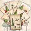 Wholesale 20 Retro-Style Cute Animal Christmas Tree Greeting Cards