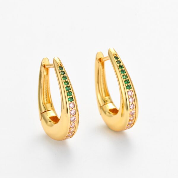 Wholesale Niche Zircon Slab Diamond U-Shaped French Teardrop Earrings