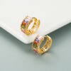 Wholesale Colored zircon brass gold-plated earrings