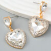 Wholesale Colored diamond studded heart-shaped earrings