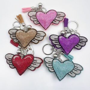 Wholesale Creative Diamond-Encrusted Heart Keychain