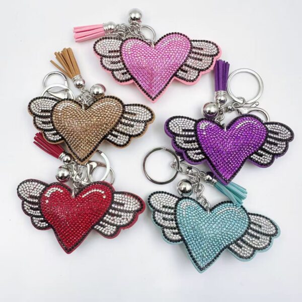 Wholesale Creative Diamond-Encrusted Heart Keychain