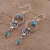 Wholesale retro Thai silver earrings inlaid turquoise earrings earrings