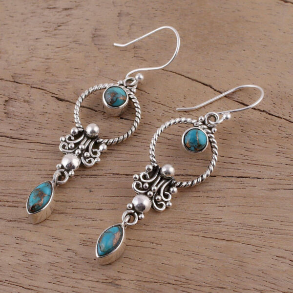 Wholesale retro Thai silver earrings inlaid turquoise earrings earrings