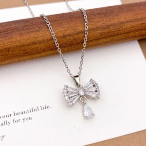 Xl2412 bow necklace silver