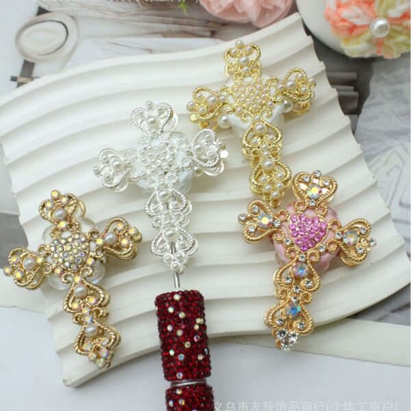 Wholesale Full rhinestone cross straight hole beads