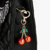 Wholesale Cute three-dimensional diamond studded red cherry keychain