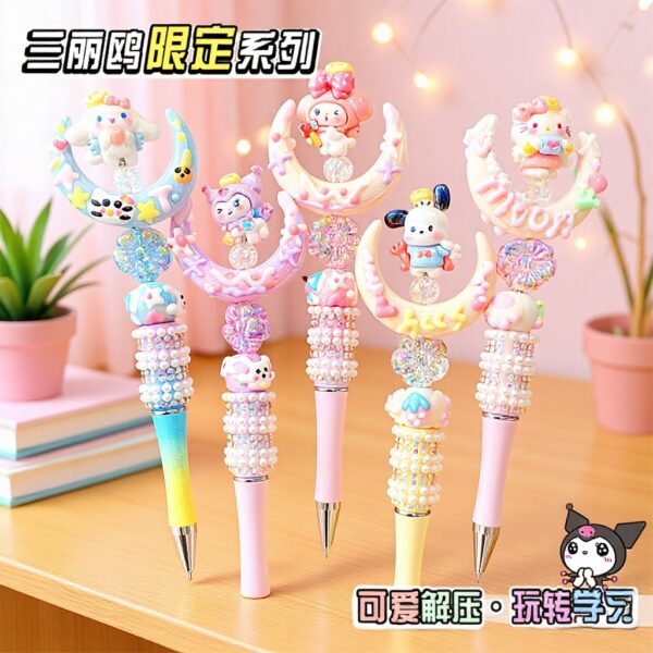Wholesale Crystal Rhinestone Rotating Black Cute Girl Fantasy Beaded Pen OLY Exclusive