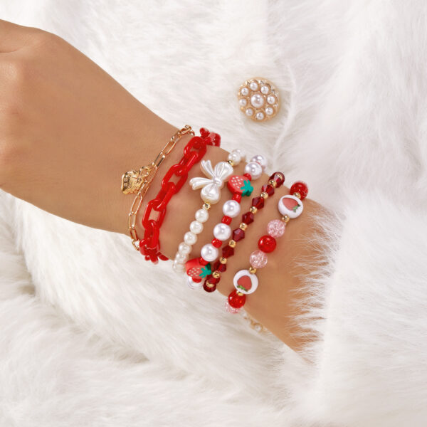 Wholesale Cute Heart Strawberry Cherry Creative Matchinging Bracelet