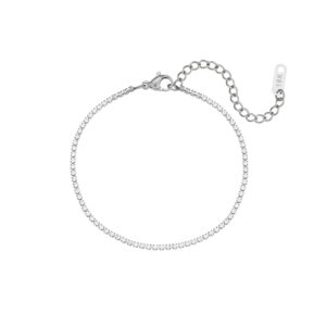 2mm zircon chain bracelet-silver 16cm + 5cm