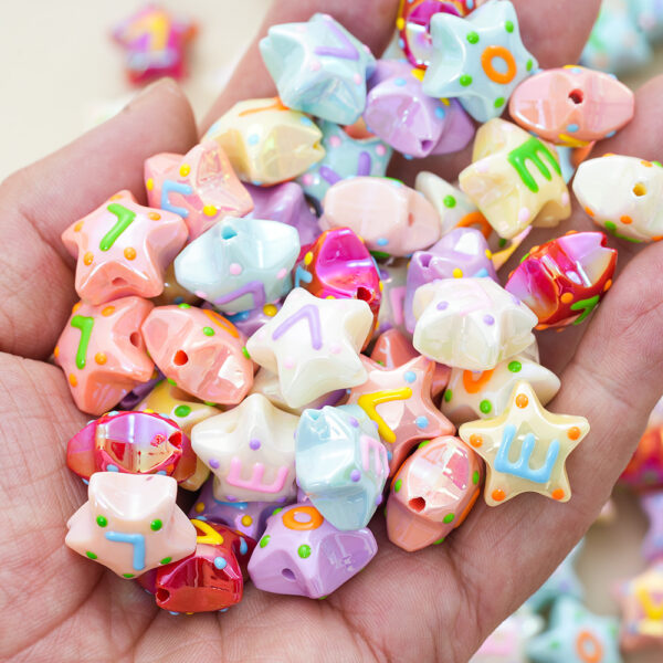 Wholesale Acrylic Oil-ip Solid Color Letter Star Beads