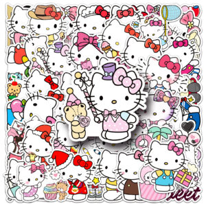 Wholesale 50 kitty cat graffiti stickers personalized cross-border cartoon cute Sanrio decorative mobile phone luggage stickers