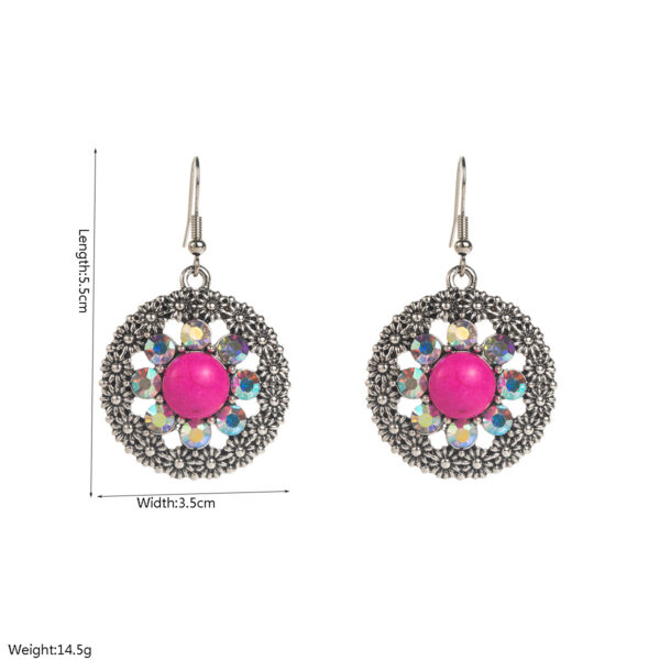 Wholesale Colored turquoise diamond encrusted oval earrings